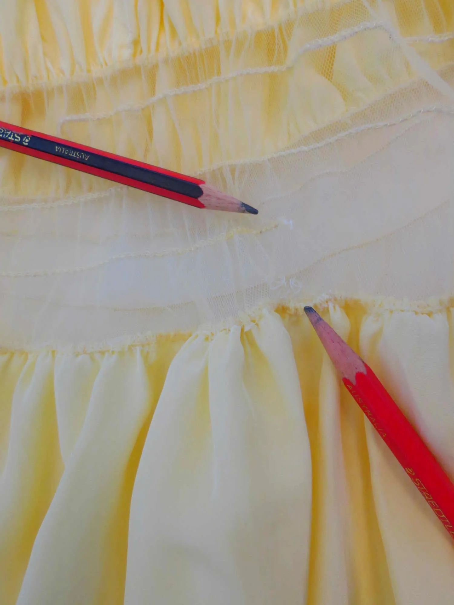 1940s Yellow Nightgown With Gauze Yoke - Bust 91 cm