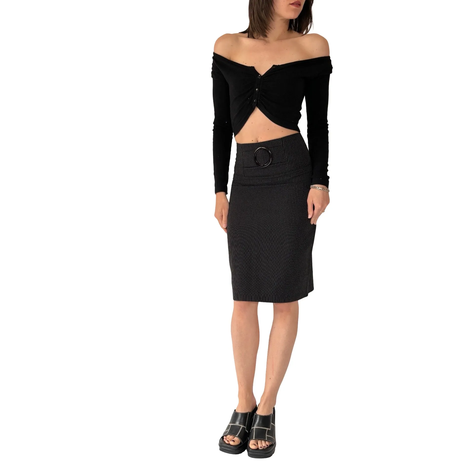 2000s Pinstripe Pencil Skirt (XS)
