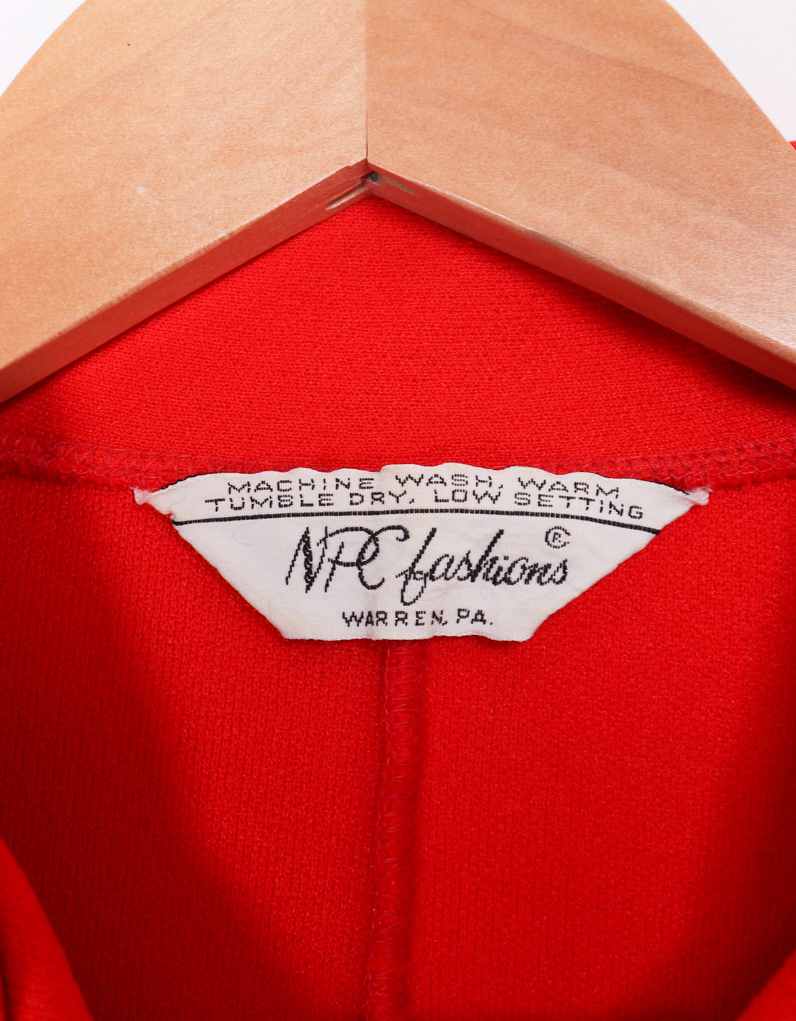 60s-70s NPC Fashions Red Polyester Button Up