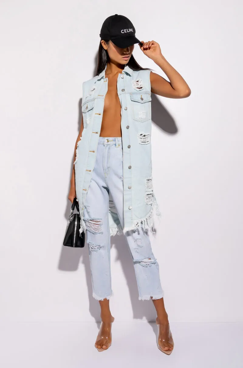 ABBIE DISTRESSED DENIM VEST