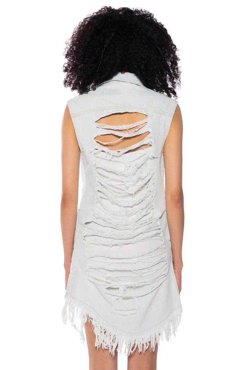 ABBIE DISTRESSED DENIM VEST