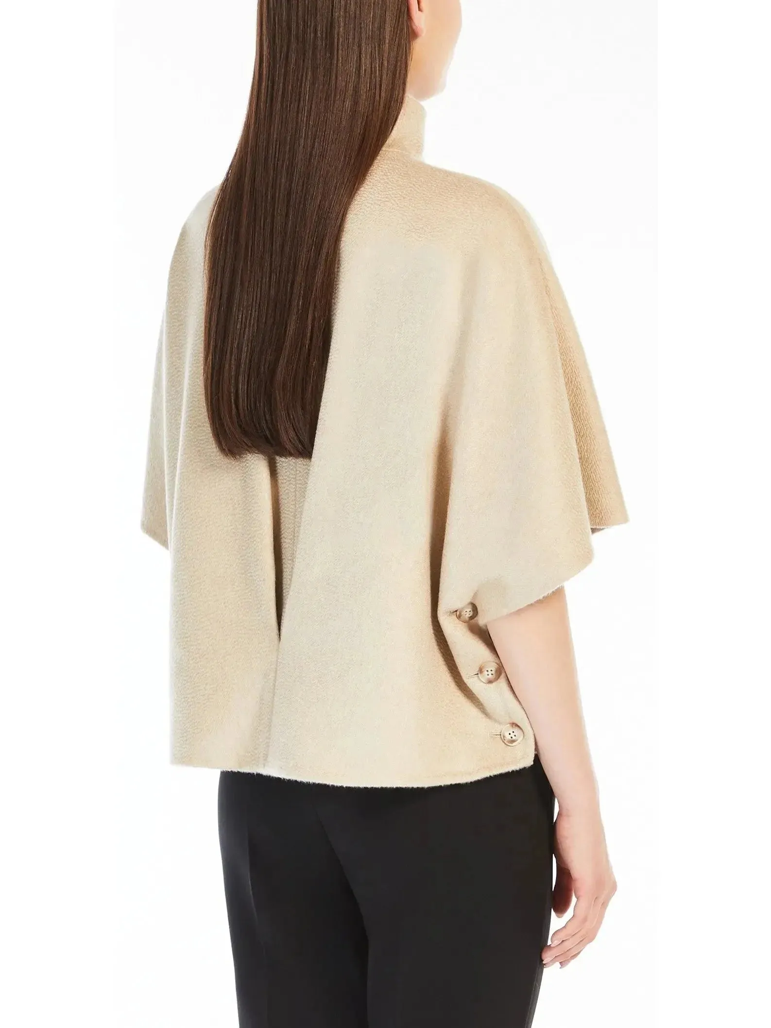 Beige Short Cashmere Cape Jacket