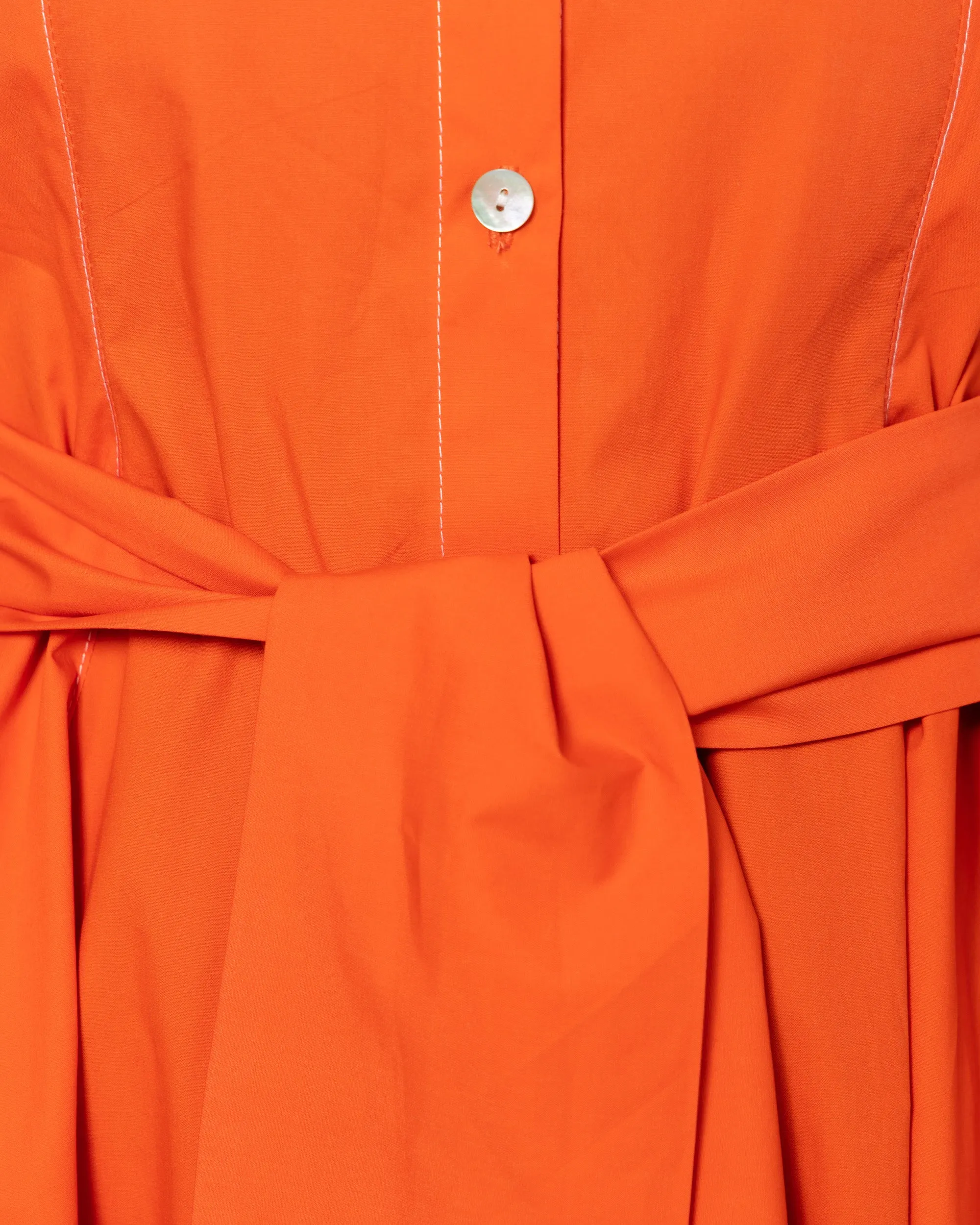 BELTED TIE END SLEEVES COTTON DRESS 1902 - فستان