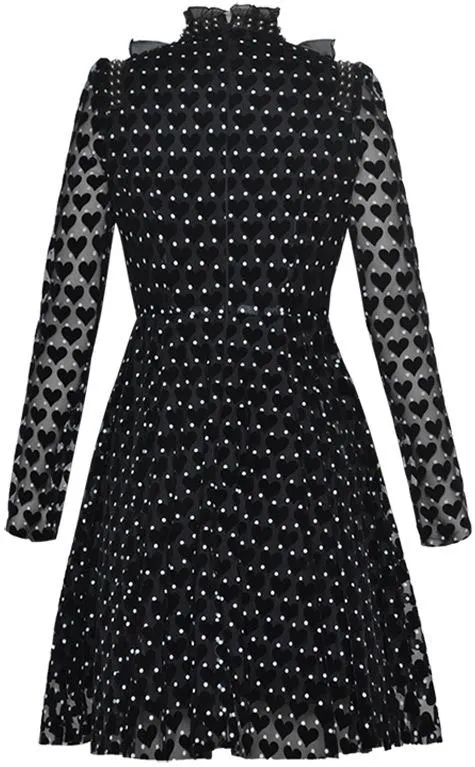 Black Hearts Ruffled Dress