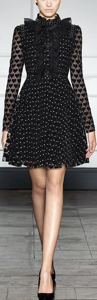 Black Hearts Ruffled Dress
