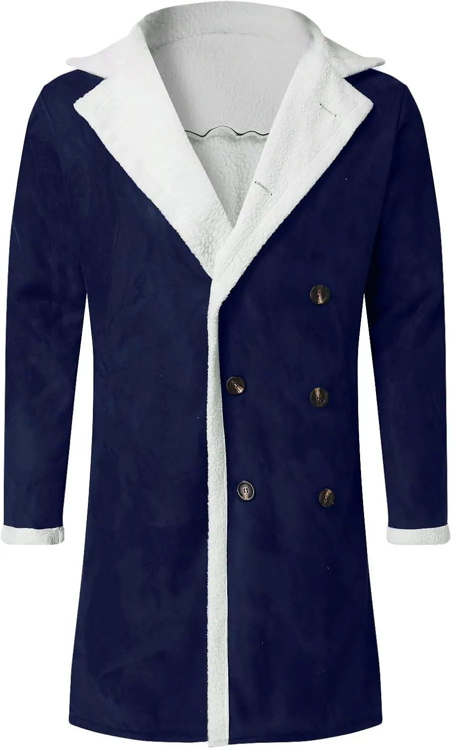 Burband Mens Casual Sherpa Fleece Lined Jackets Winter Warm Fur Collar Long Trench Coats Big and Tall Outwears