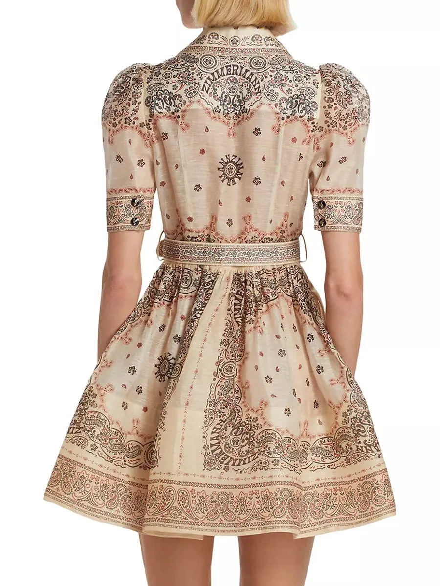 Button Belt Single-breasted Dress