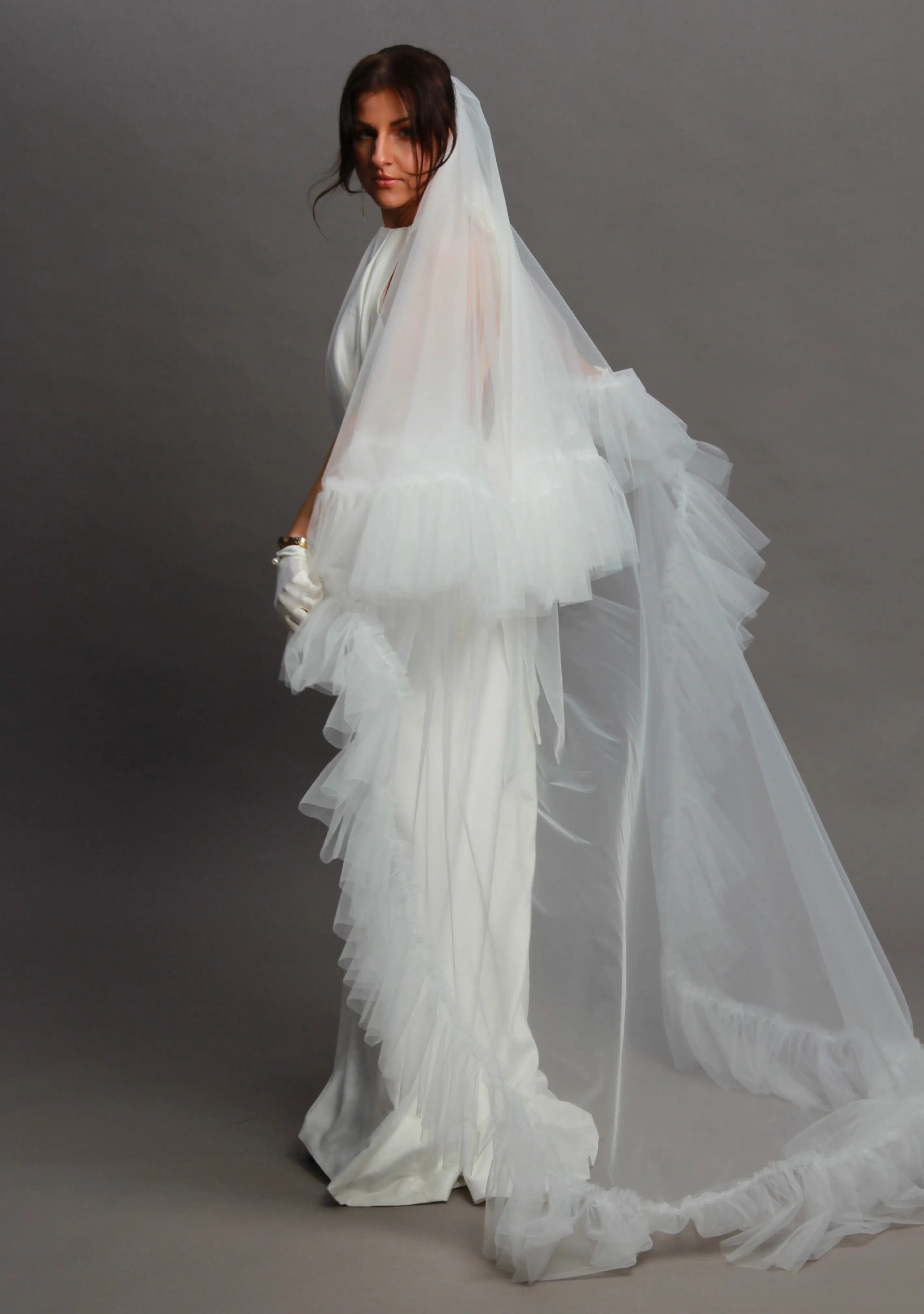 Cathedral Ruffled Wedding Veil