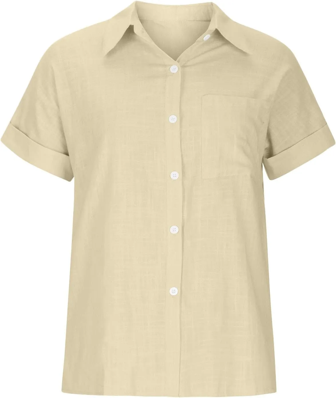 Ceboyel Women 2024 Causal Summer Blouses Button Down Short Sleeve Shirts Gauze Cotton Linen Tops Vacation Trendy Outfits