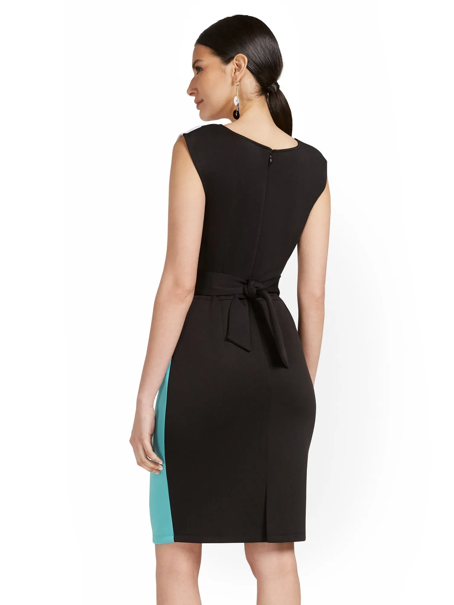 Colorblock Belted Sheath Dress