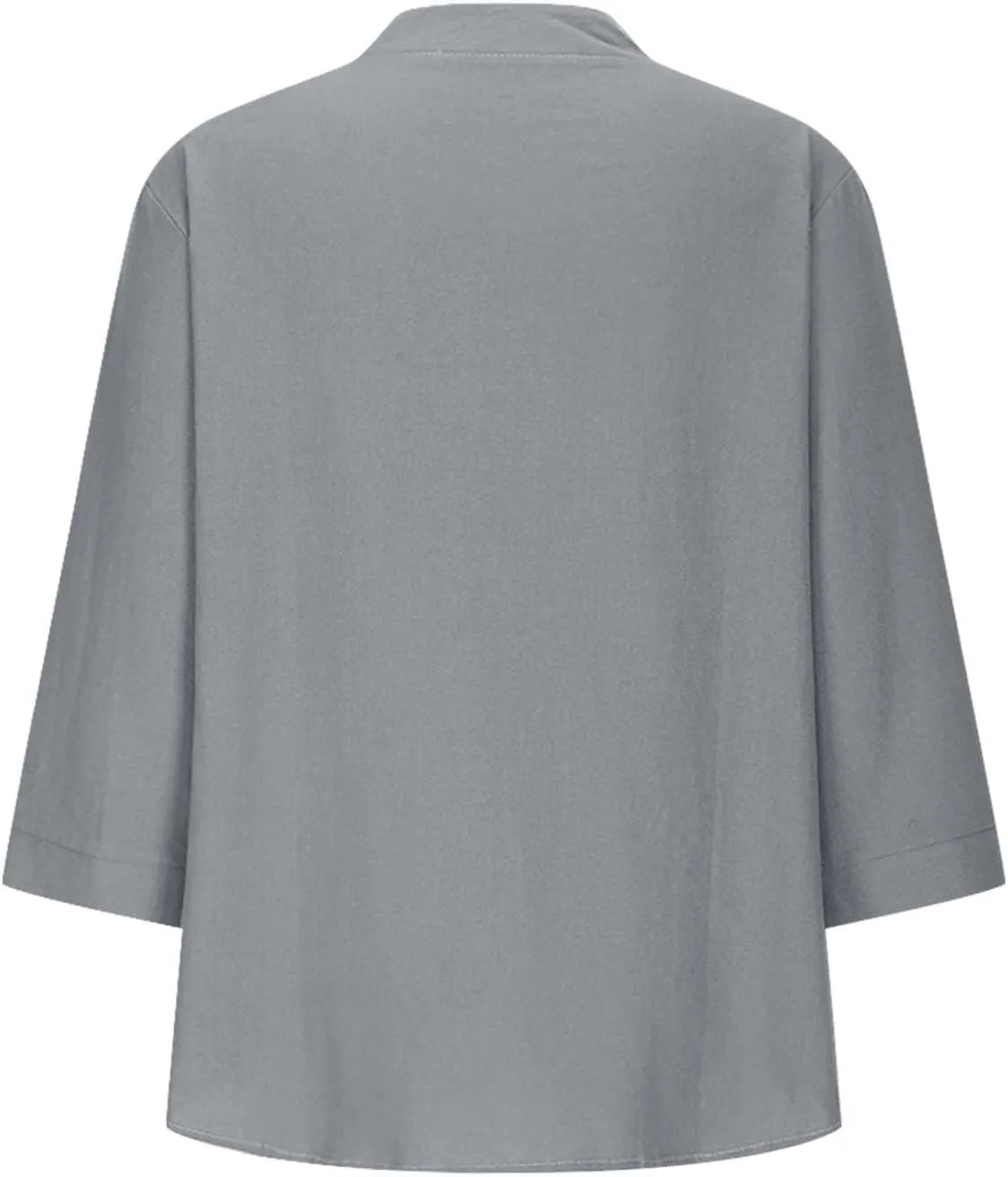 Cotton 3/4 Sleeve Tops for Women 2025 Linen Shirts V Neck Button Down Henley Shirts Casual Summer Beach Tee Tops