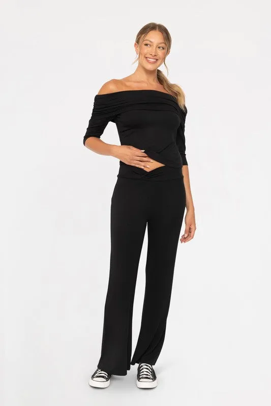 Cross Pleat Flare Pants