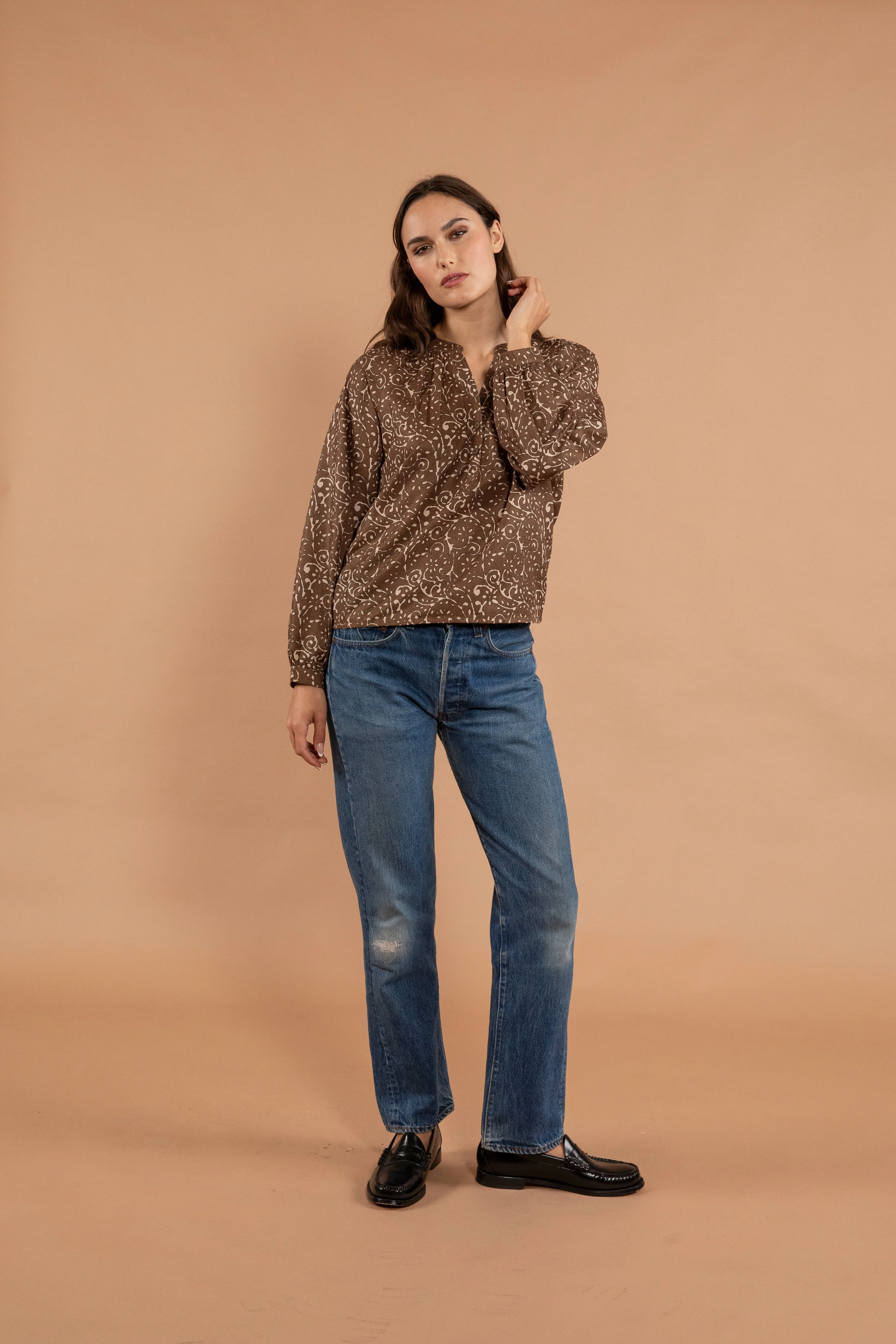 Divya Half Button Blouse