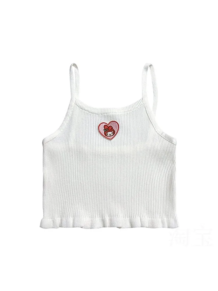 Dopamine Sweet Spicy My Melody Pink Heart Camisoles