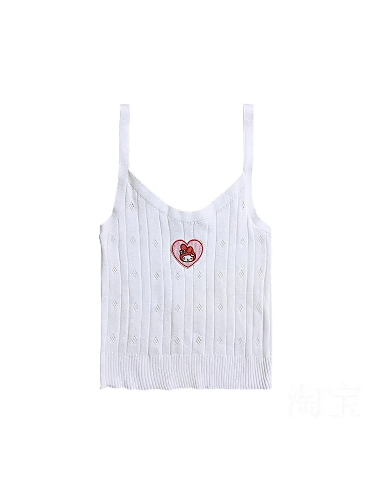 Dopamine Sweet Spicy My Melody Pink Heart Camisoles