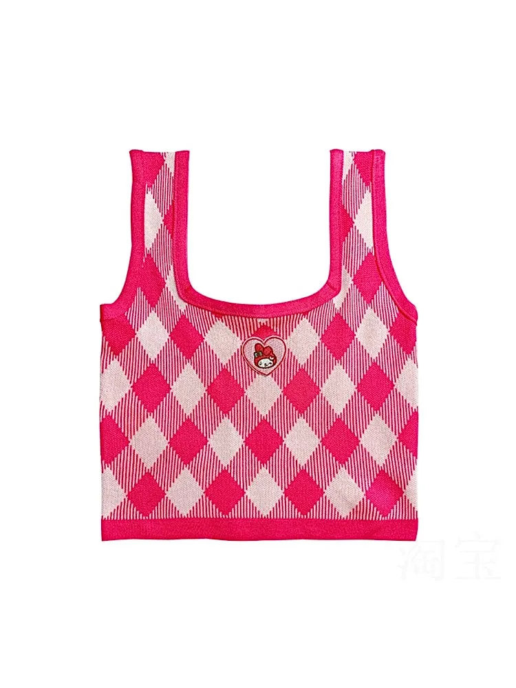 Dopamine Sweet Spicy My Melody Pink Heart Camisoles