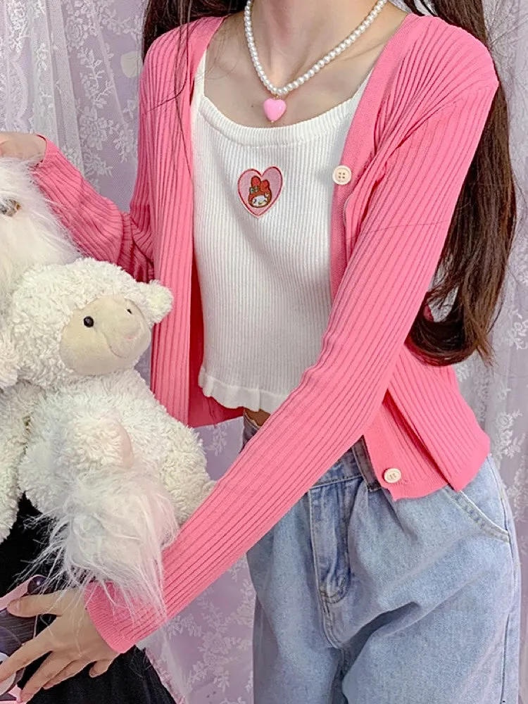 Dopamine Sweet Spicy My Melody Pink Heart Camisoles