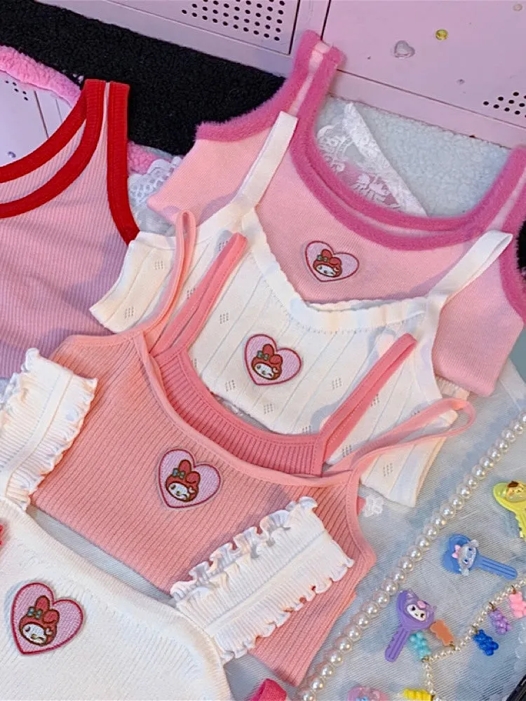 Dopamine Sweet Spicy My Melody Pink Heart Camisoles