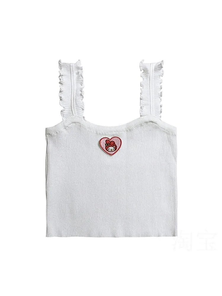 Dopamine Sweet Spicy My Melody Pink Heart Camisoles