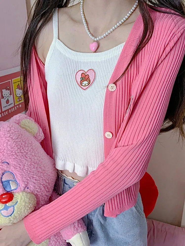 Dopamine Sweet Spicy My Melody Pink Heart Camisoles