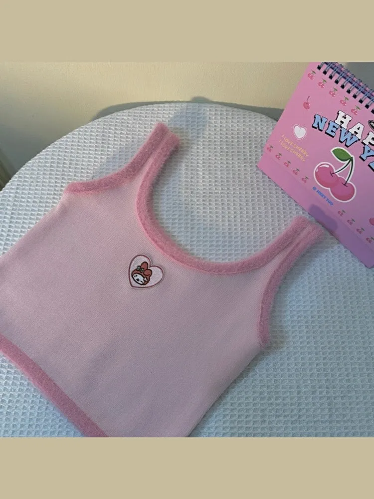 Dopamine Sweet Spicy My Melody Pink Heart Camisoles