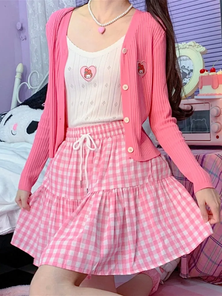 Dopamine Sweet Spicy My Melody Pink Heart Camisoles