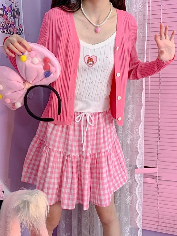 Dopamine Sweet Spicy My Melody Pink Heart Camisoles