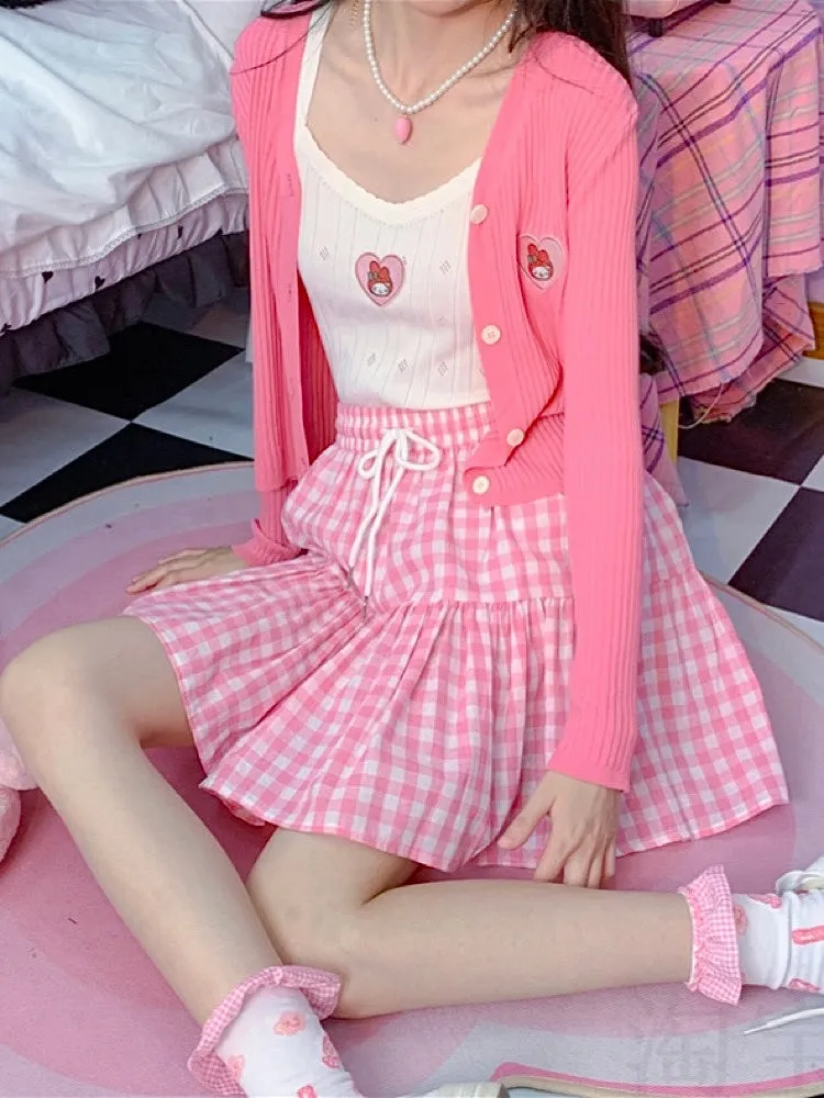 Dopamine Sweet Spicy My Melody Pink Heart Camisoles