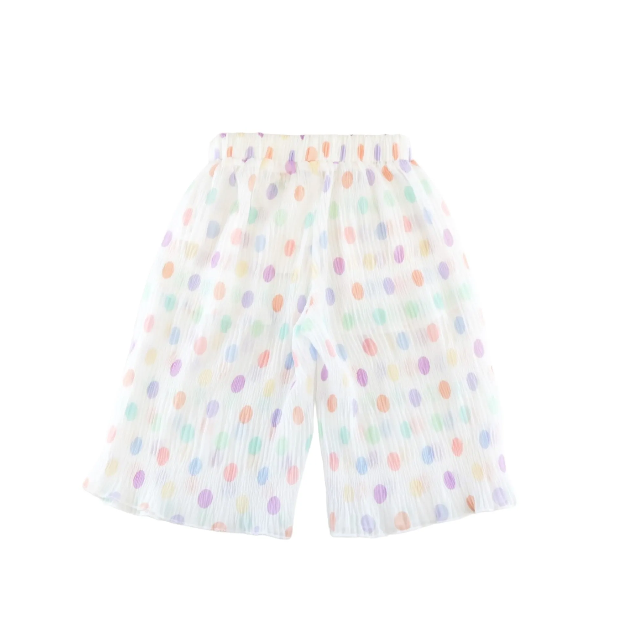 Dot Chiffon Pleat Pants - White
