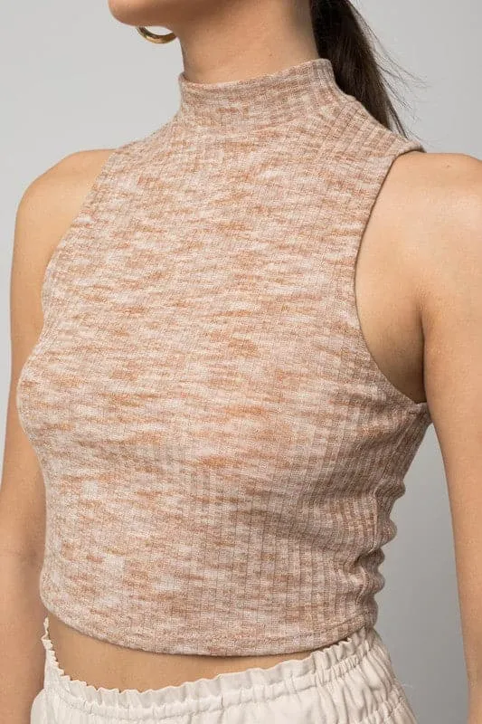 Escape Mock Neck Cropped Tank Top