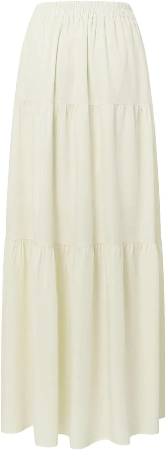 Flowy Skirts for Women Front Button High Waist Tummy Control Solid Pleated A-Line Casual Summer Skirts for Vacation