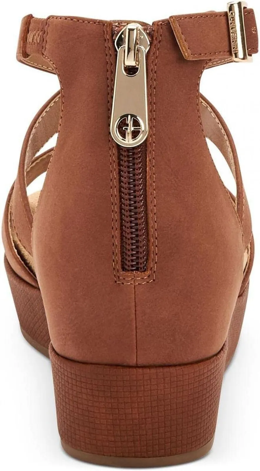 Giani Bernini Womens Ellenaa Nubuck Wedge Sandals 10011734900 Cognac Brown 6M