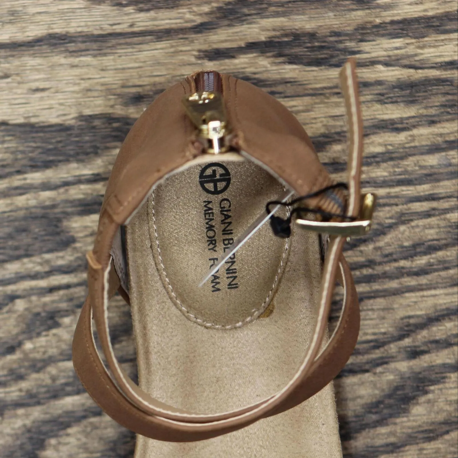 Giani Bernini Womens Ellenaa Nubuck Wedge Sandals 10011734900 Cognac Brown 6M