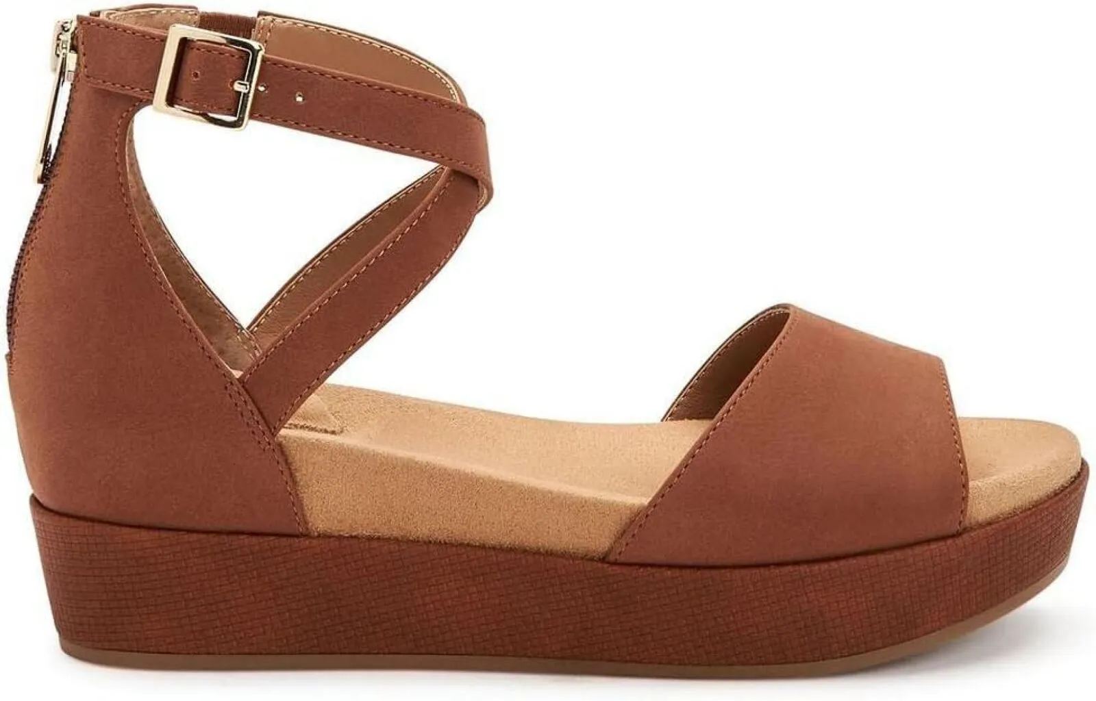 Giani Bernini Womens Ellenaa Nubuck Wedge Sandals 10011734900 Cognac Brown 6M