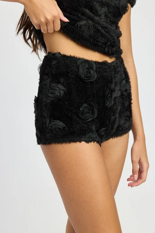 Hot Girl 3D Rosette Mini Shorts