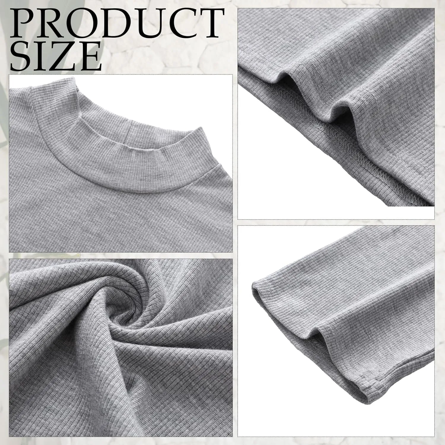 Huukeay 4 Pack Women's Mock Turtleneck Elbow Length Sleeve Ribbed Knit Tops, Tight Half Sleeve T-Shirts Casual Slim Tees