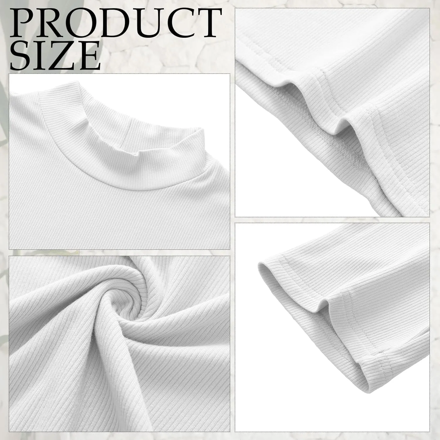 Huukeay 4 Pack Women's Mock Turtleneck Elbow Length Sleeve Ribbed Knit Tops, Tight Half Sleeve T-Shirts Casual Slim Tees