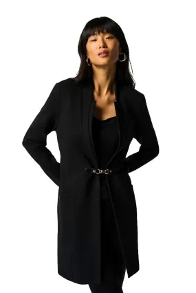 Joseph Ribkoff 233064 Black Buckle Closure Longline Coat Jacket