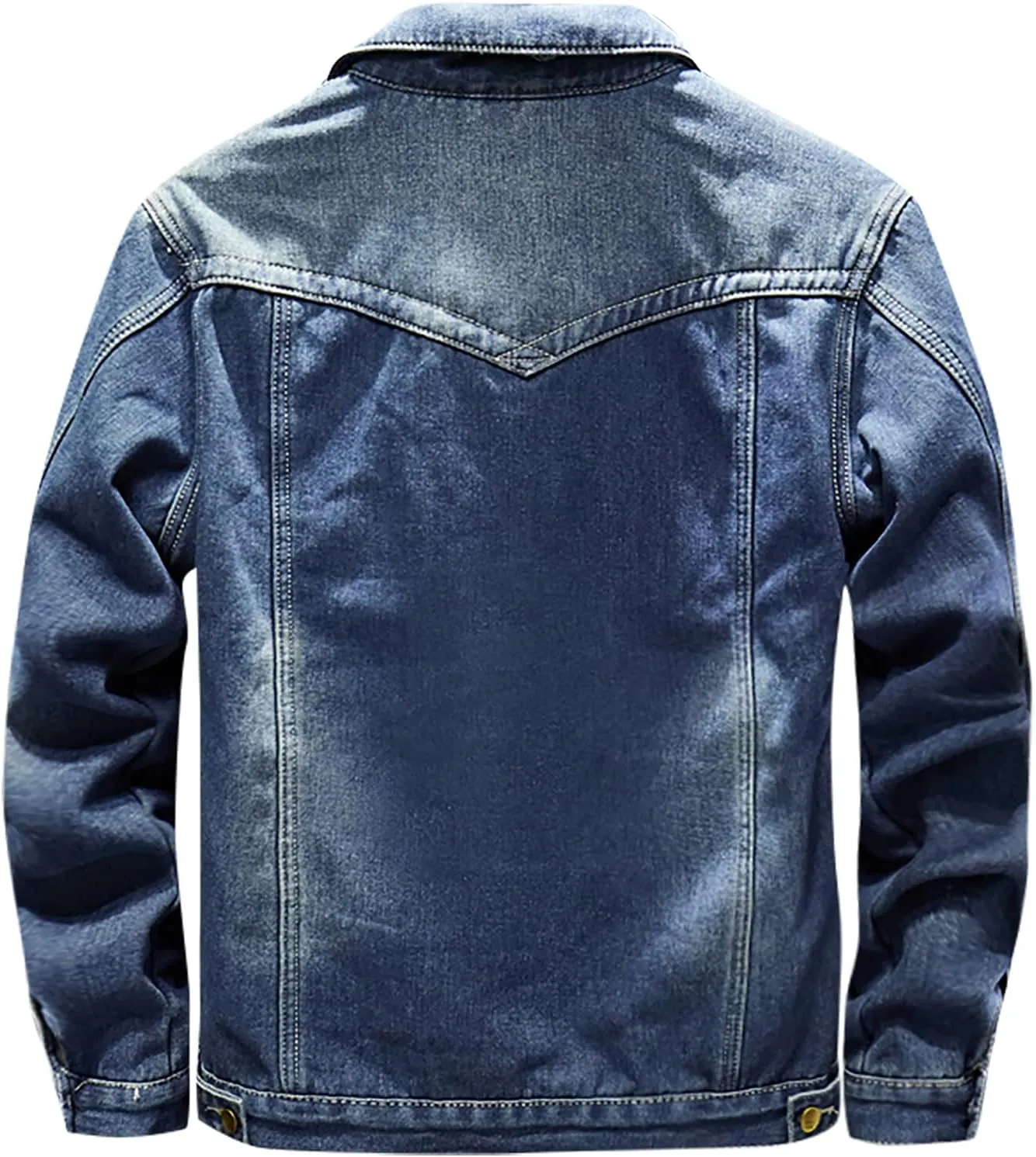 jsaierl Men's Denim Jacket Lapel Sherpa Fleece Lined Thicken Denim Jean Trucker Jacket Coats Slim Casual Jean Jacket