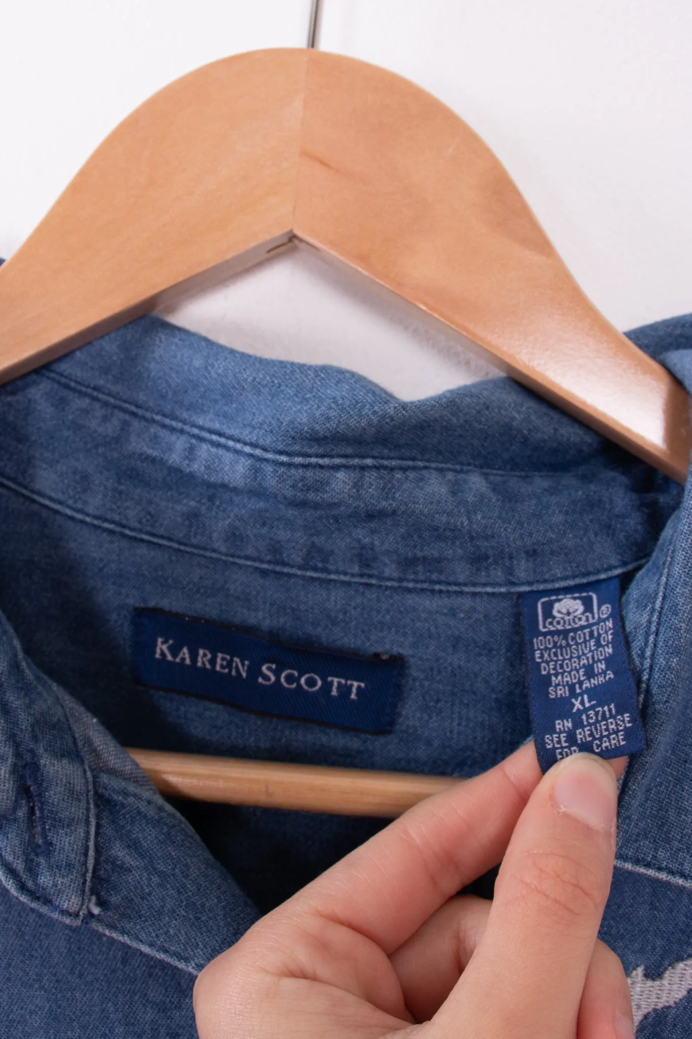 Karen Scott Winter Town Denim Blouse