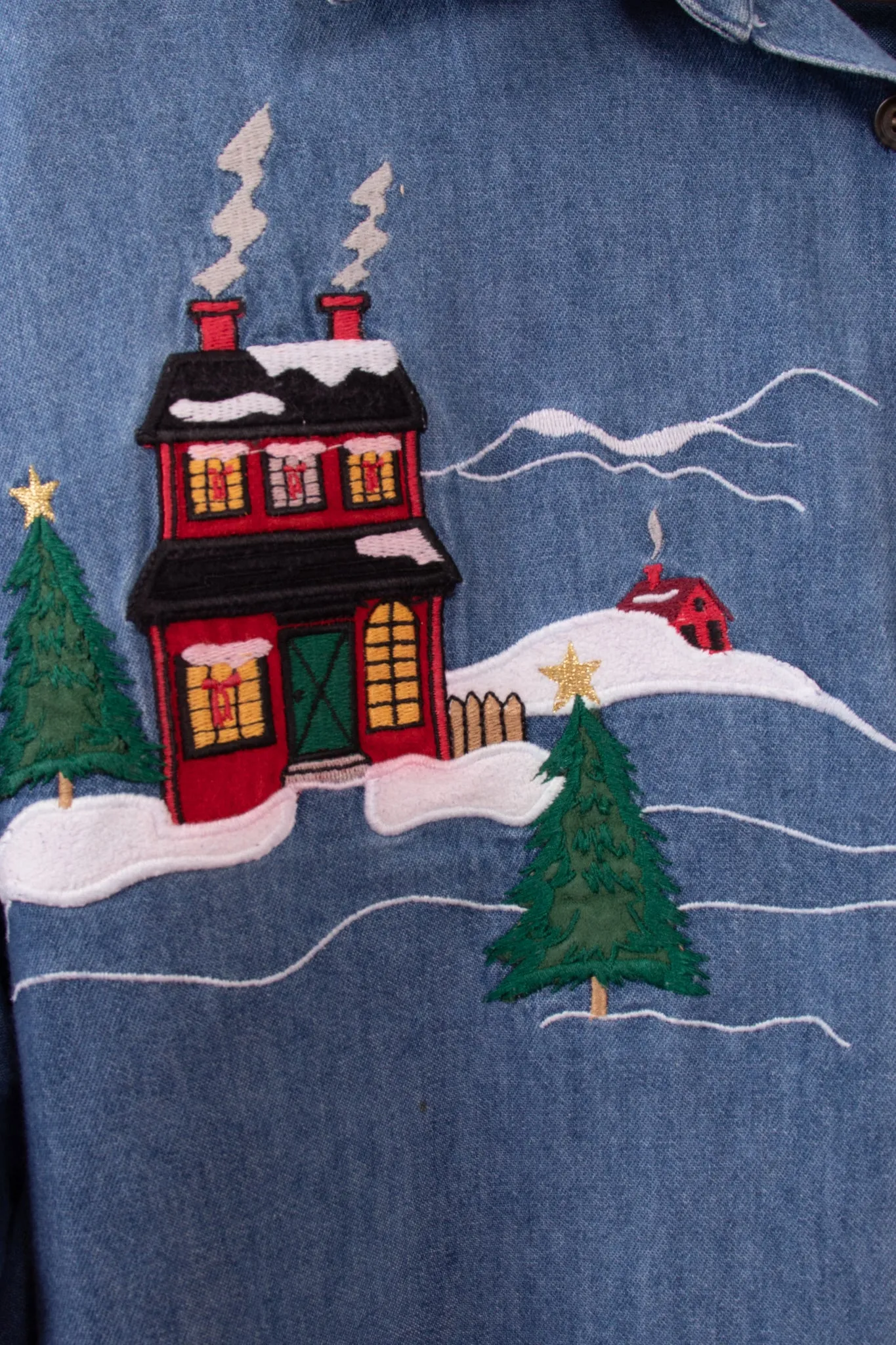 Karen Scott Winter Town Denim Blouse