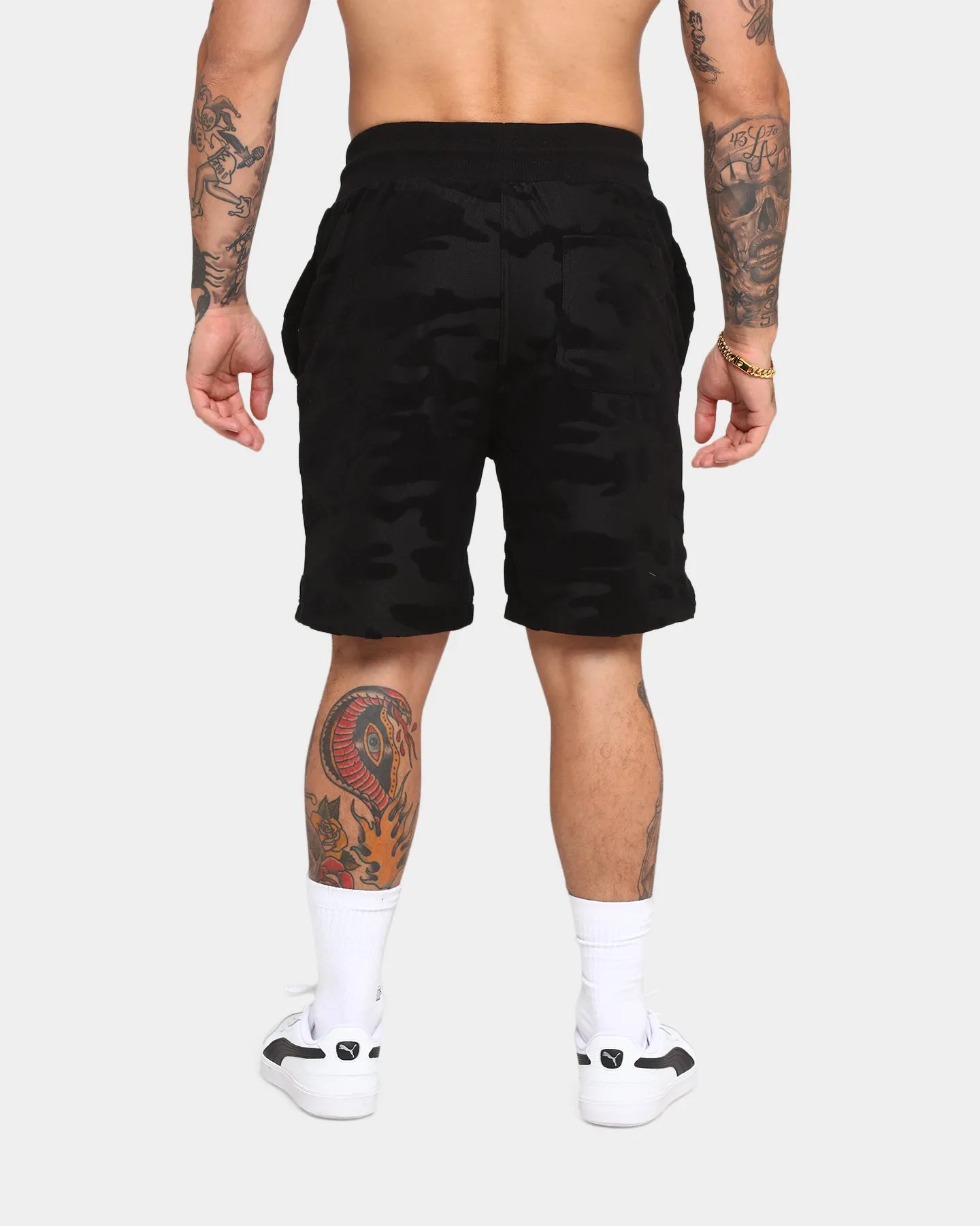 Last Kings Camo De Luxe Sweat Shorts Black