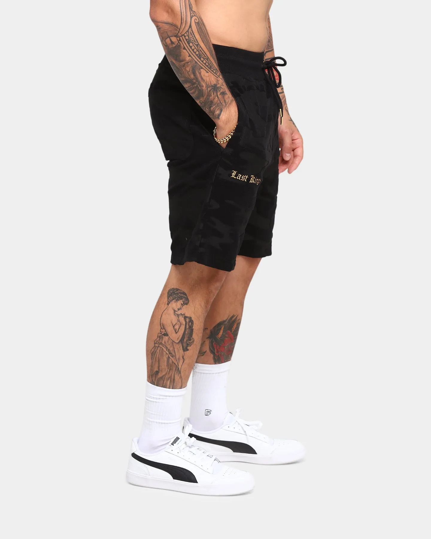 Last Kings Camo De Luxe Sweat Shorts Black