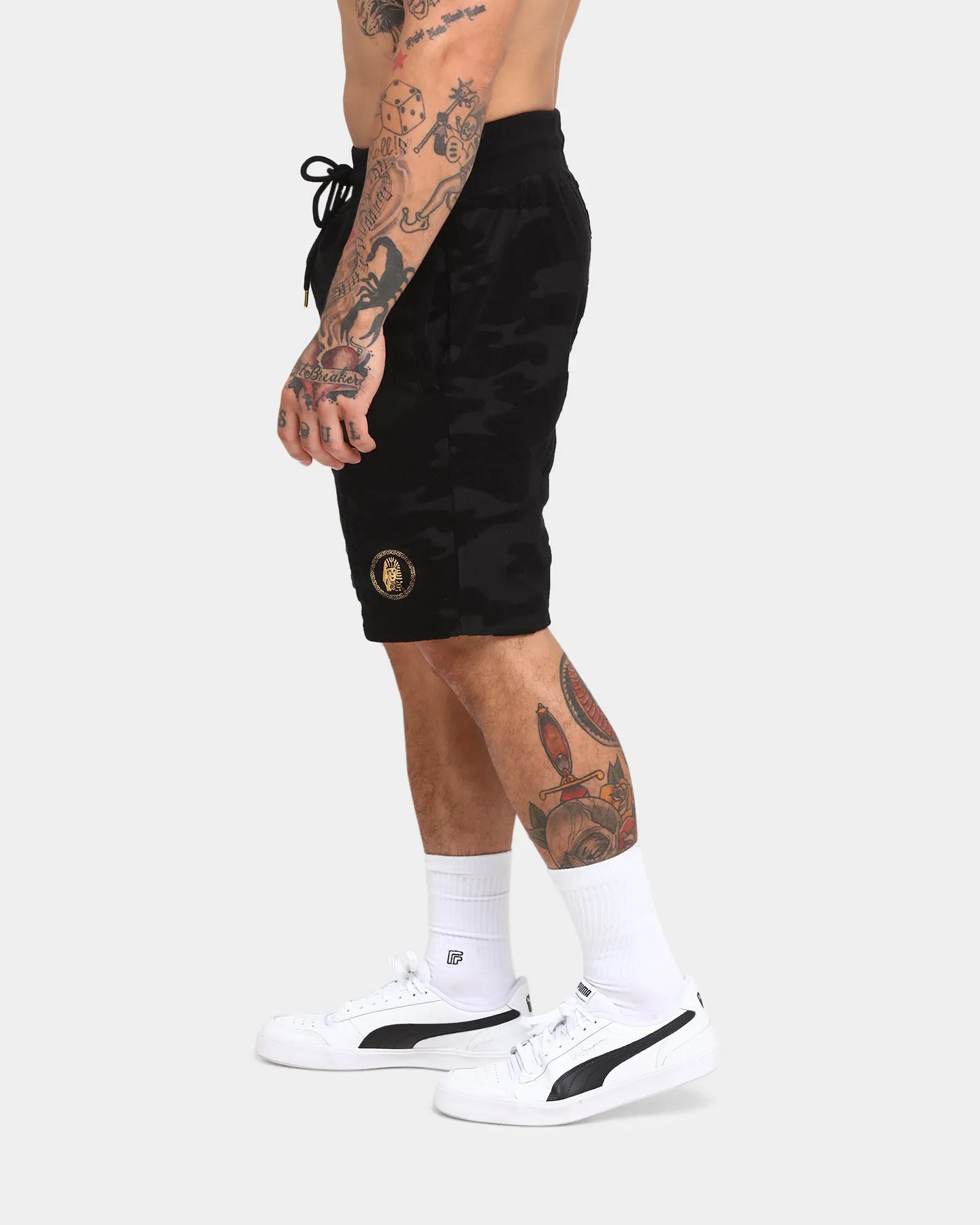 Last Kings Camo De Luxe Sweat Shorts Black