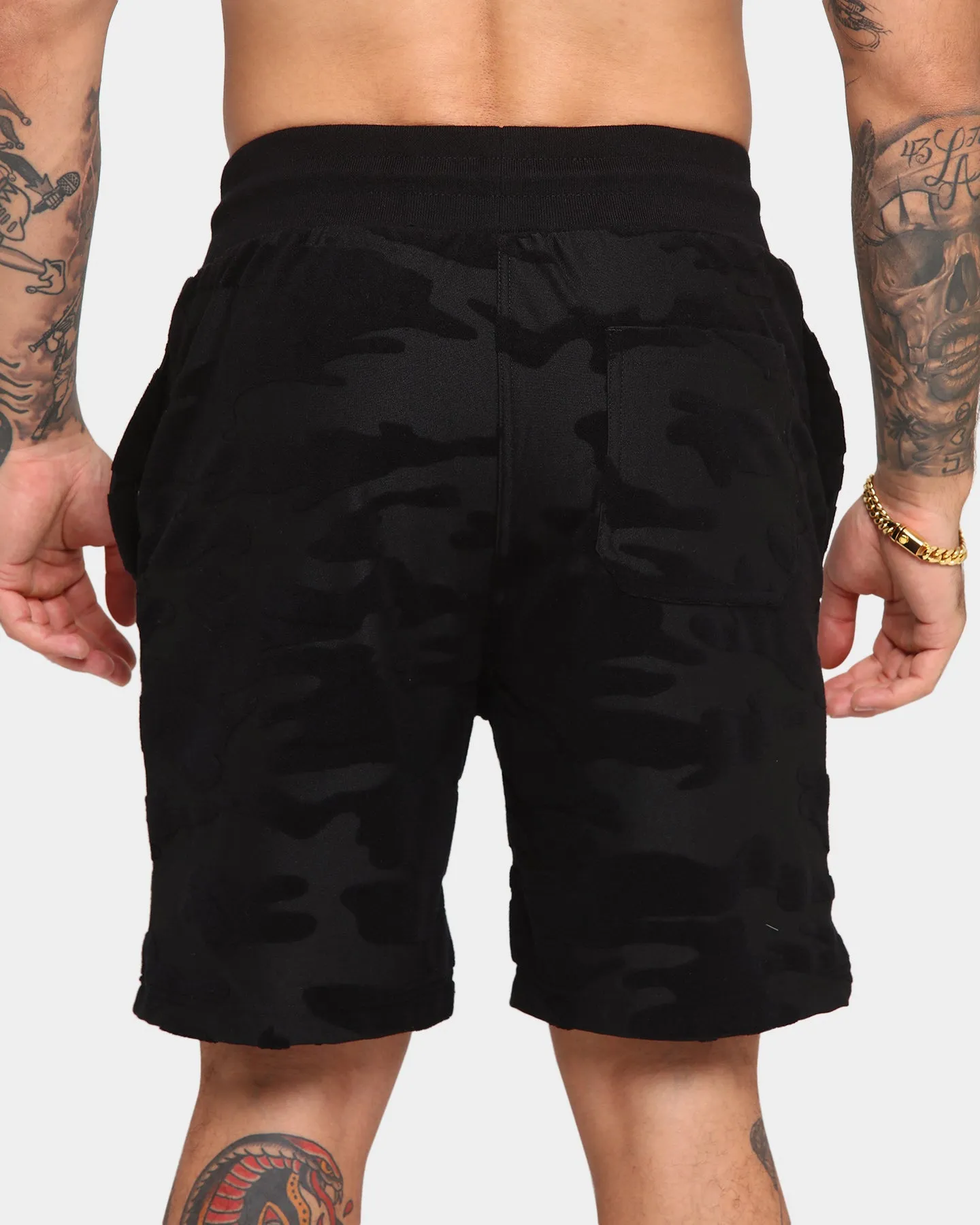 Last Kings Camo De Luxe Sweat Shorts Black