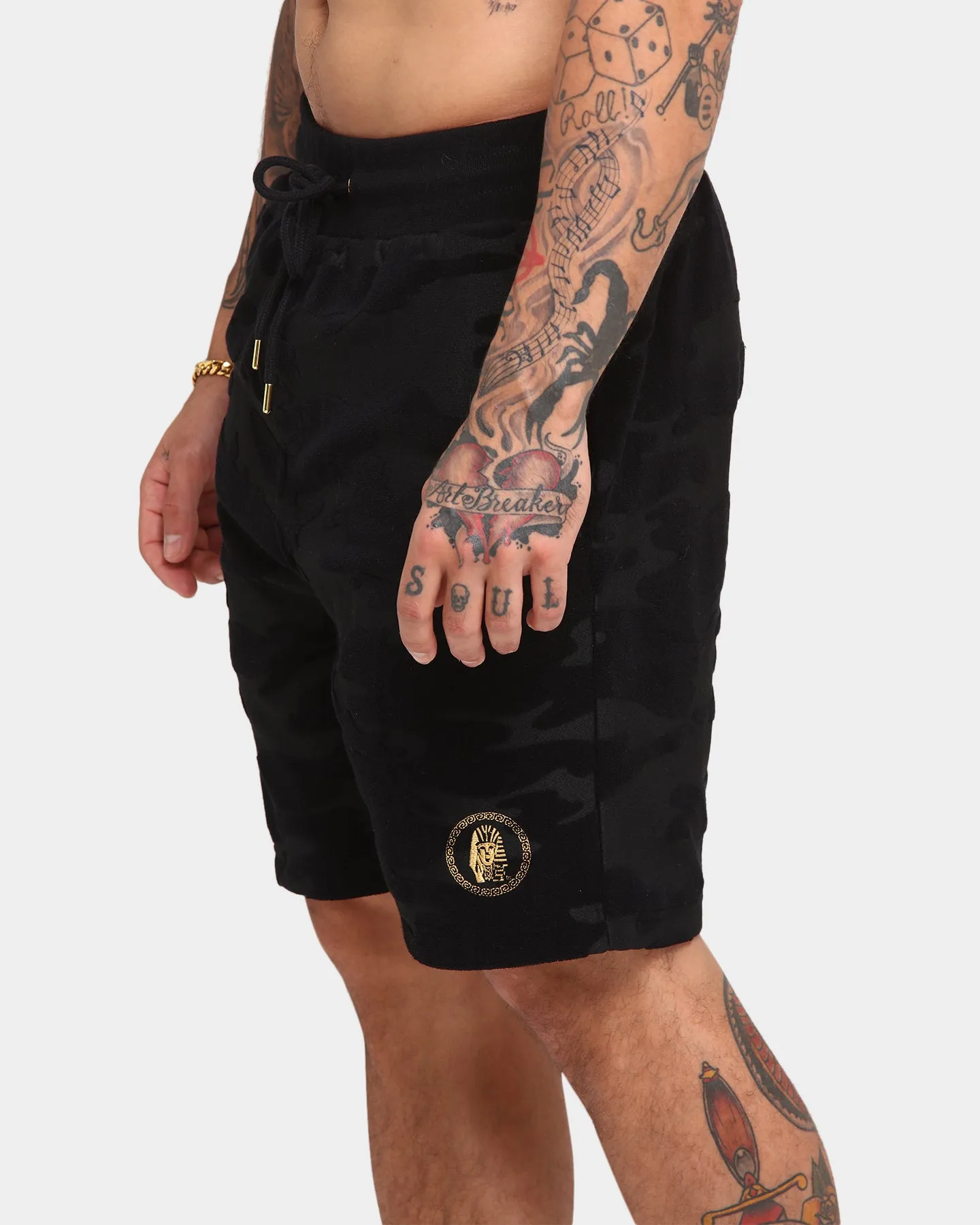 Last Kings Camo De Luxe Sweat Shorts Black