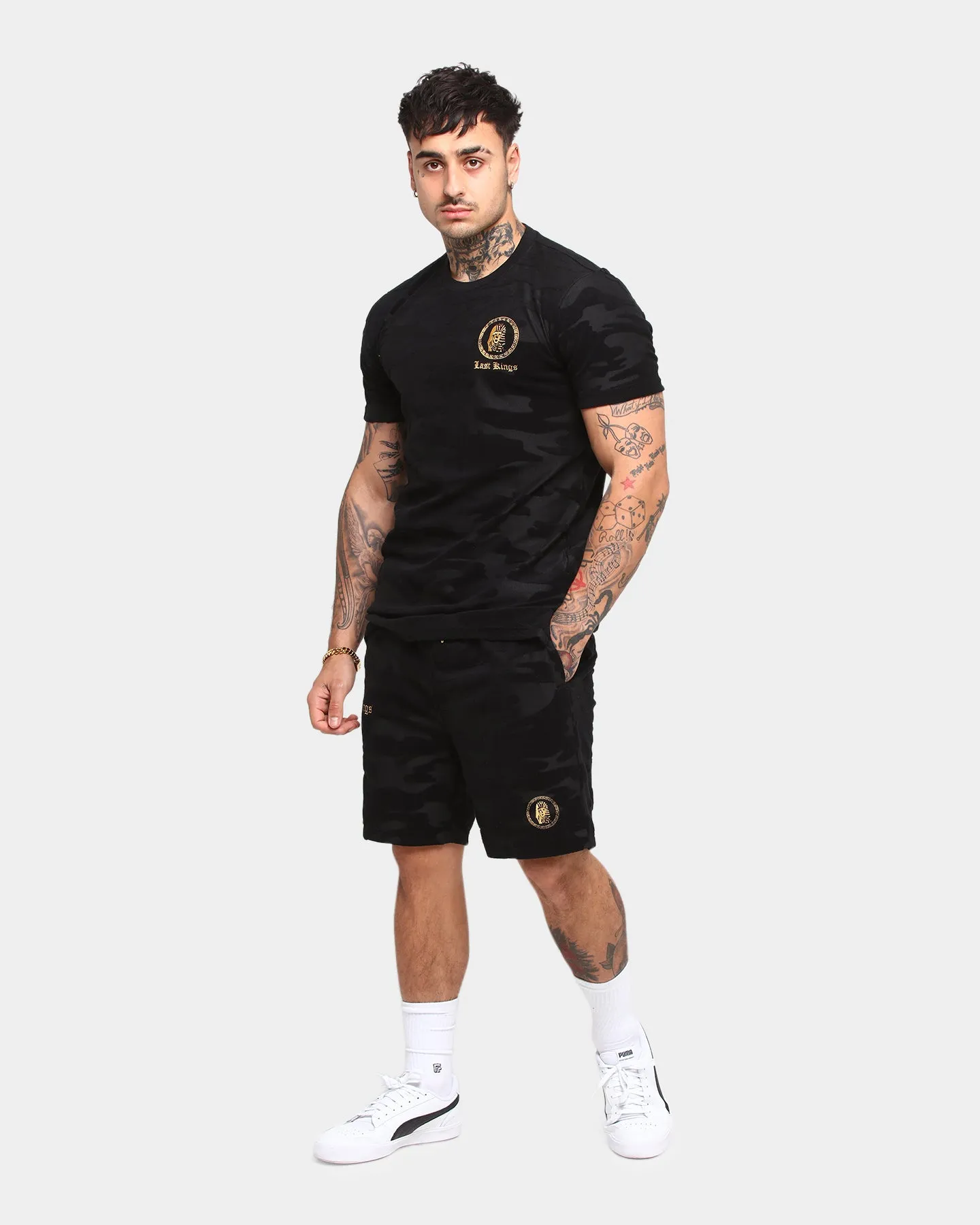 Last Kings Camo De Luxe Sweat Shorts Black