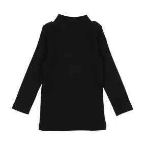 Lil Legs Ribbed Mock Neck Black
