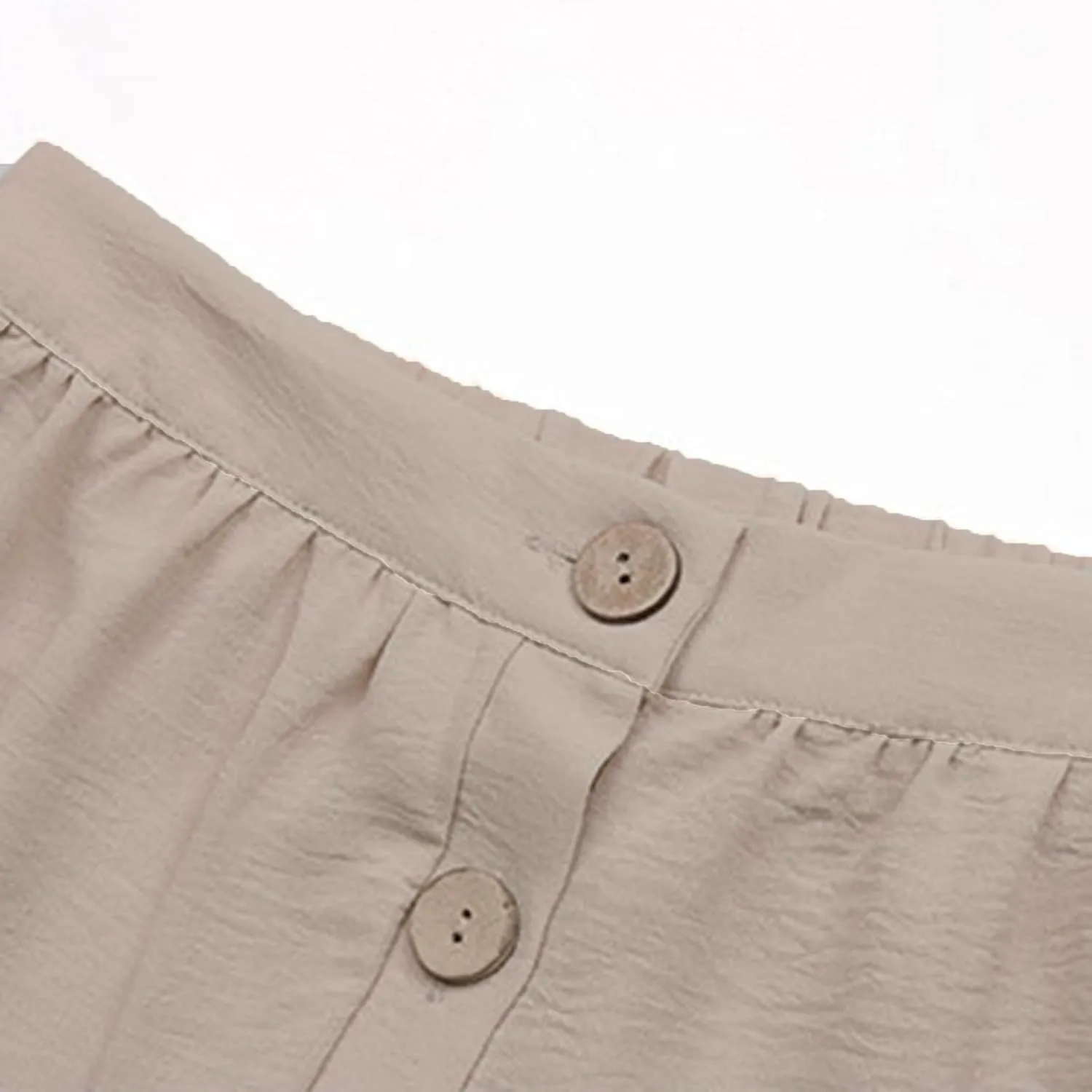 Long Skirts Front Button High Waist Tummy Control Solid Pleated A-Line Casual Summer Skirts for Women Vacation Clothes