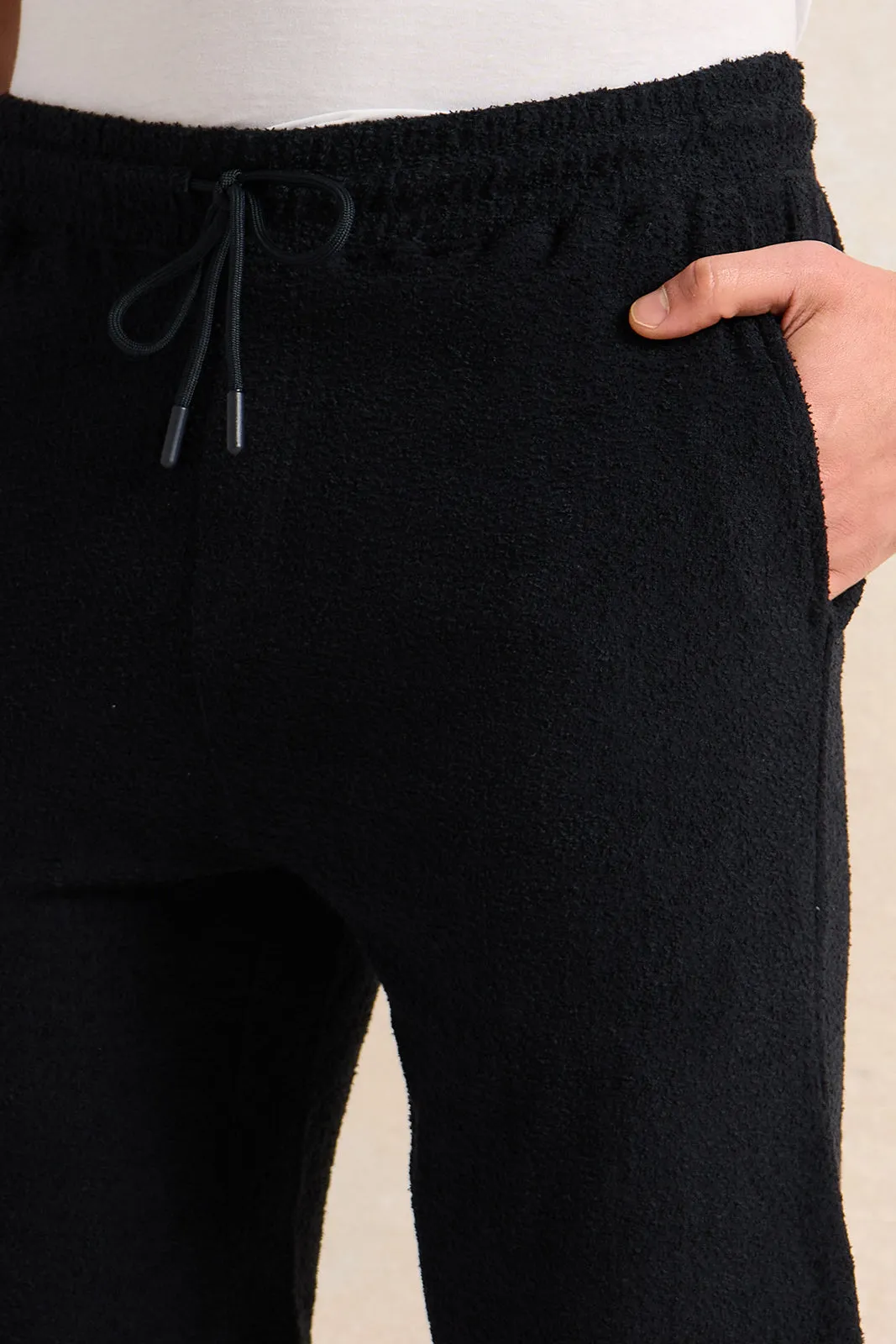 Men Black Textured Active Shorts